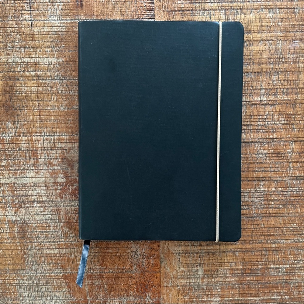 NWOT Nota Black Hardcover Notebook with Elastic Band